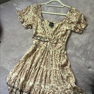 Floral Cream and Brown Dress
